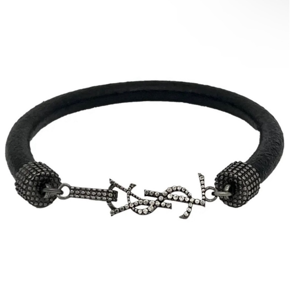 NWT  YSL SAINT LAURENT OPYUM Bracelet Black lLeather Unisex🖤💝